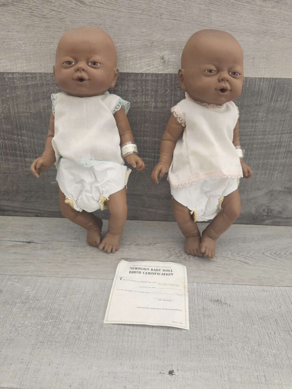 Anatomically Correct Boy & Girl Baby Newborn Dolls 13” Vtg Realistic Black Rare